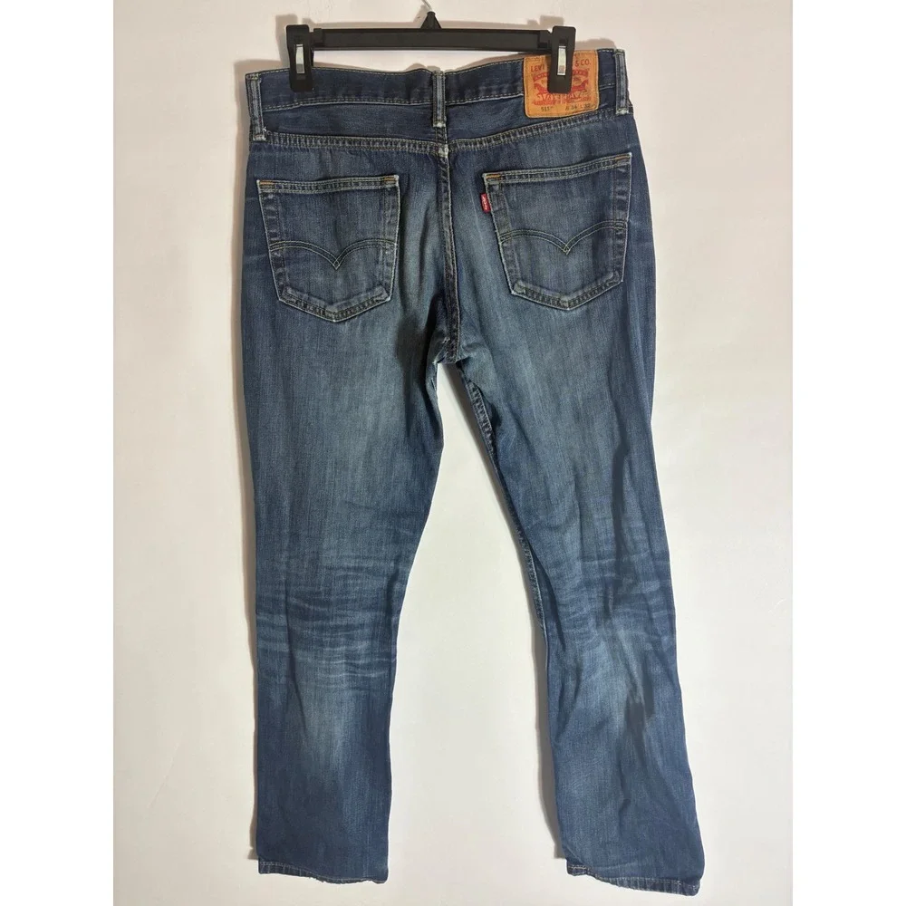 Levis 511 Slim Fit Jeans Mens 34x32 Medium Wash Distressed Denim 04511-1931